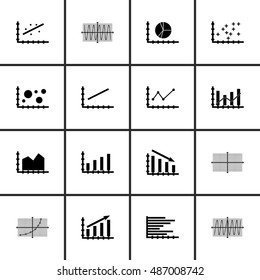 Set Of Graphs, Diagrams And Statistics Icons. Premium Quality Symbol Collection. Can Be Used For Web, App And UI Design. Vector Illustration, EPS10.