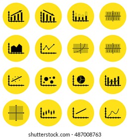 Set Of Graphs, Diagrams And Statistics Icons. Premium Quality Symbol Collection. Can Be Used For Web, App And UI Design. Vector Illustration, EPS10.