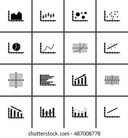 Set Of Graphs, Diagrams And Statistics Icons. Premium Quality Symbol Collection. Can Be Used For Web, App And UI Design. Vector Illustration, EPS10.