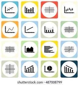 Set Of Graphs, Diagrams And Statistics Icons. Premium Quality Symbol Collection. Can Be Used For Web, App And UI Design. Vector Illustration, EPS10.