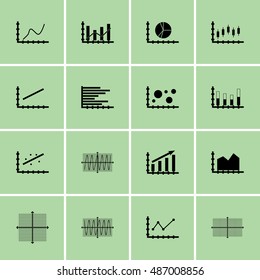 Set Of Graphs, Diagrams And Statistics Icons. Premium Quality Symbol Collection. Can Be Used For Web, App And UI Design. Vector Illustration, EPS10.
