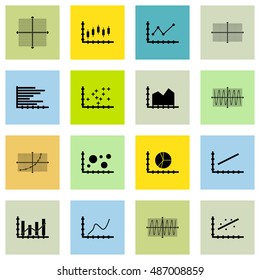 Set Of Graphs, Diagrams And Statistics Icons. Premium Quality Symbol Collection. Can Be Used For Web, App And UI Design. Vector Illustration, EPS10.