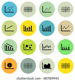 Set Of Graphs, Diagrams And Statistics Icons. Premium Quality Symbol Collection. Can Be Used For Web, App And UI Design. Vector Illustration, EPS10.