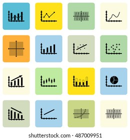 Set Of Graphs, Diagrams And Statistics Icons. Premium Quality Symbol Collection. Can Be Used For Web, App And UI Design. Vector Illustration, EPS10.