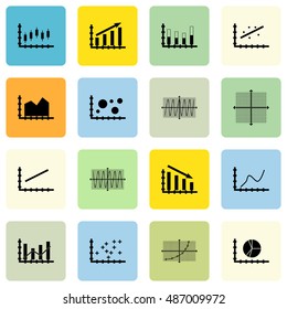 Set Of Graphs, Diagrams And Statistics Icons. Premium Quality Symbol Collection. Can Be Used For Web, App And UI Design. Vector Illustration, EPS10.