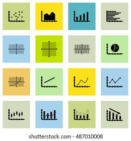 Set Of Graphs, Diagrams And Statistics Icons. Premium Quality Symbol Collection. Can Be Used For Web, App And UI Design. Vector Illustration, EPS10.