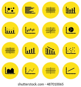 Set Of Graphs, Diagrams And Statistics Icons. Premium Quality Symbol Collection. Can Be Used For Web, App And UI Design. Vector Illustration, EPS10.