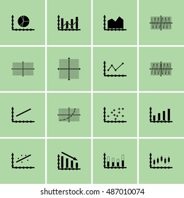 Set Of Graphs, Diagrams And Statistics Icons. Premium Quality Symbol Collection. Can Be Used For Web, App And UI Design. Vector Illustration, EPS10.