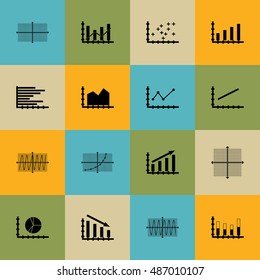 Set Of Graphs, Diagrams And Statistics Icons. Premium Quality Symbol Collection. Can Be Used For Web, App And UI Design. Vector Illustration, EPS10.