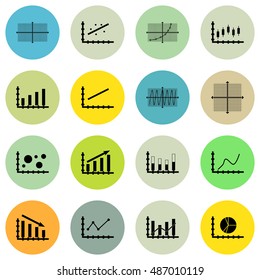 Set Of Graphs, Diagrams And Statistics Icons. Premium Quality Symbol Collection. Can Be Used For Web, App And UI Design. Vector Illustration, EPS10.