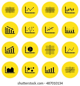 Set Of Graphs, Diagrams And Statistics Icons. Premium Quality Symbol Collection. Can Be Used For Web, App And UI Design. Vector Illustration, EPS10.