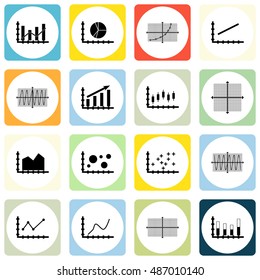 Set Of Graphs, Diagrams And Statistics Icons. Premium Quality Symbol Collection. Can Be Used For Web, App And UI Design. Vector Illustration, EPS10.