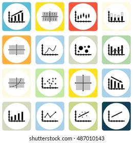 Set Of Graphs, Diagrams And Statistics Icons. Premium Quality Symbol Collection. Can Be Used For Web, App And UI Design. Vector Illustration, EPS10.