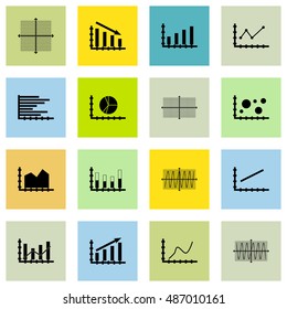 Set Of Graphs, Diagrams And Statistics Icons. Premium Quality Symbol Collection. Can Be Used For Web, App And UI Design. Vector Illustration, EPS10.