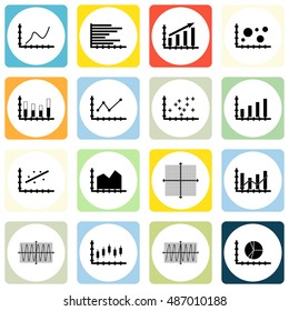 Set Of Graphs, Diagrams And Statistics Icons. Premium Quality Symbol Collection. Can Be Used For Web, App And UI Design. Vector Illustration, EPS10.