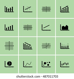 Set Of Graphs, Diagrams And Statistics Icons. Premium Quality Symbol Collection. Can Be Used For Web, App And UI Design. Vector Illustration, EPS10.
