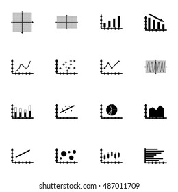 Set Of Graphs, Diagrams And Statistics Icons. Premium Quality Symbol Collection. Can Be Used For Web, App And UI Design. Vector Illustration, EPS10.