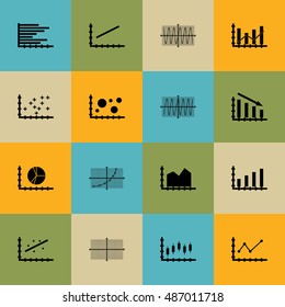 Set Of Graphs, Diagrams And Statistics Icons. Premium Quality Symbol Collection. Can Be Used For Web, App And UI Design. Vector Illustration, EPS10.