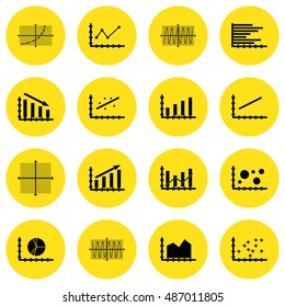 Set Of Graphs, Diagrams And Statistics Icons. Premium Quality Symbol Collection. Can Be Used For Web, App And UI Design. Vector Illustration, EPS10.