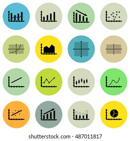 Set Of Graphs, Diagrams And Statistics Icons. Premium Quality Symbol Collection. Can Be Used For Web, App And UI Design. Vector Illustration, EPS10.