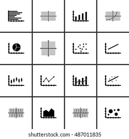 Set Of Graphs, Diagrams And Statistics Icons. Premium Quality Symbol Collection. Can Be Used For Web, App And UI Design. Vector Illustration, EPS10.