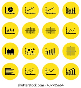 Set Of Graphs, Diagrams And Statistics Icons. Premium Quality Symbol Collection. Icons Can Be Used For Web, App And UI Design. Vector Illustration, EPS10.