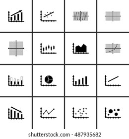 Set Of Graphs, Diagrams And Statistics Icons. Premium Quality Symbol Collection. Icons Can Be Used For Web, App And UI Design. Vector Illustration, EPS10.