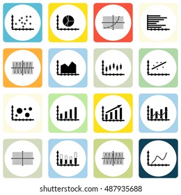 Set Of Graphs, Diagrams And Statistics Icons. Premium Quality Symbol Collection. Icons Can Be Used For Web, App And UI Design. Vector Illustration, EPS10.