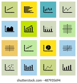 Set Of Graphs, Diagrams And Statistics Icons. Premium Quality Symbol Collection. Icons Can Be Used For Web, App And UI Design. Vector Illustration, EPS10.