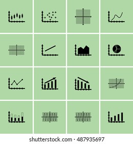 Set Of Graphs, Diagrams And Statistics Icons. Premium Quality Symbol Collection. Icons Can Be Used For Web, App And UI Design. Vector Illustration, EPS10.