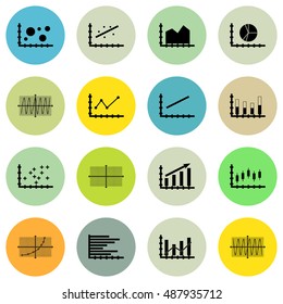 Set Of Graphs, Diagrams And Statistics Icons. Premium Quality Symbol Collection. Icons Can Be Used For Web, App And UI Design. Vector Illustration, EPS10.