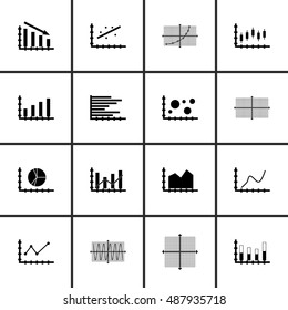 Set Of Graphs, Diagrams And Statistics Icons. Premium Quality Symbol Collection. Icons Can Be Used For Web, App And UI Design. Vector Illustration, EPS10.