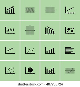 Set Of Graphs, Diagrams And Statistics Icons. Premium Quality Symbol Collection. Icons Can Be Used For Web, App And UI Design. Vector Illustration, EPS10.