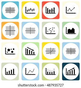 Set Of Graphs, Diagrams And Statistics Icons. Premium Quality Symbol Collection. Icons Can Be Used For Web, App And UI Design. Vector Illustration, EPS10.
