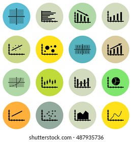 Set Of Graphs, Diagrams And Statistics Icons. Premium Quality Symbol Collection. Icons Can Be Used For Web, App And UI Design. Vector Illustration, EPS10.