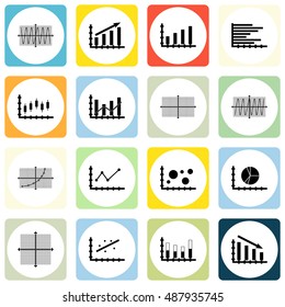 Set Of Graphs, Diagrams And Statistics Icons. Premium Quality Symbol Collection. Icons Can Be Used For Web, App And UI Design. Vector Illustration, EPS10.