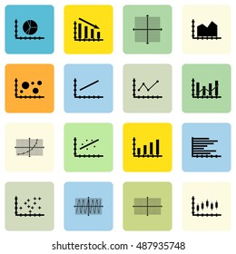 Set Of Graphs, Diagrams And Statistics Icons. Premium Quality Symbol Collection. Icons Can Be Used For Web, App And UI Design. Vector Illustration, EPS10.
