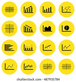 Set Of Graphs, Diagrams And Statistics Icons. Premium Quality Symbol Collection. Icons Can Be Used For Web, App And UI Design. Vector Illustration, EPS10.
