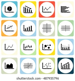 Set Of Graphs, Diagrams And Statistics Icons. Premium Quality Symbol Collection. Icons Can Be Used For Web, App And UI Design. Vector Illustration, EPS10.