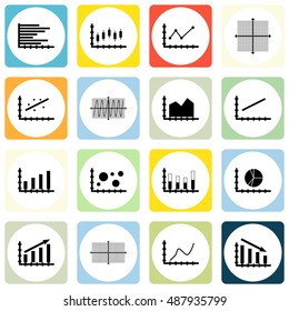 Set Of Graphs, Diagrams And Statistics Icons. Premium Quality Symbol Collection. Icons Can Be Used For Web, App And UI Design. Vector Illustration, EPS10.