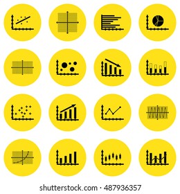 Set Of Graphs, Diagrams And Statistics Icons. Premium Quality Symbol Collection. Icons Can Be Used For Web, App And UI Design. Vector Illustration, EPS10.