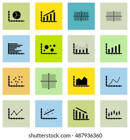 Set Of Graphs, Diagrams And Statistics Icons. Premium Quality Symbol Collection. Icons Can Be Used For Web, App And UI Design. Vector Illustration, EPS10.