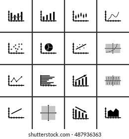 Set Of Graphs, Diagrams And Statistics Icons. Premium Quality Symbol Collection. Icons Can Be Used For Web, App And UI Design. Vector Illustration, EPS10.