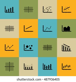Set Of Graphs, Diagrams And Statistics Icons. Premium Quality Symbol Collection. Icons Can Be Used For Web, App And UI Design. Vector Illustration, EPS10.