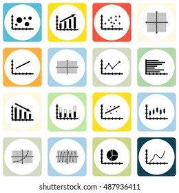 Set Of Graphs, Diagrams And Statistics Icons. Premium Quality Symbol Collection. Icons Can Be Used For Web, App And UI Design. Vector Illustration, EPS10.