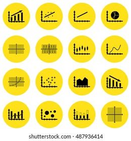 Set Of Graphs, Diagrams And Statistics Icons. Premium Quality Symbol Collection. Icons Can Be Used For Web, App And UI Design. Vector Illustration, EPS10.