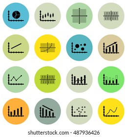 Set Of Graphs, Diagrams And Statistics Icons. Premium Quality Symbol Collection. Icons Can Be Used For Web, App And UI Design. Vector Illustration, EPS10.