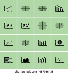 Set Of Graphs, Diagrams And Statistics Icons. Premium Quality Symbol Collection. Icons Can Be Used For Web, App And UI Design. Vector Illustration, EPS10.