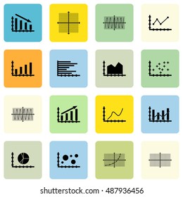 Set Of Graphs, Diagrams And Statistics Icons. Premium Quality Symbol Collection. Icons Can Be Used For Web, App And UI Design. Vector Illustration, EPS10.