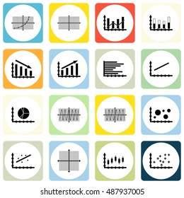 Set Of Graphs, Diagrams And Statistics Icons. Premium Quality Symbol Collection. Icons Can Be Used For Web, App And UI Design. Vector Illustration, EPS10.
